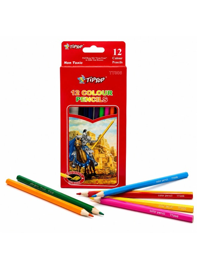 12 Colour Pencils Set, Assorted Coloured Pencils for Drawing, Colouring, Sketching, Shading & Art, Non-Toxic Colouring Pencils in Slide-Out Box, Art & School Stationery Supplies