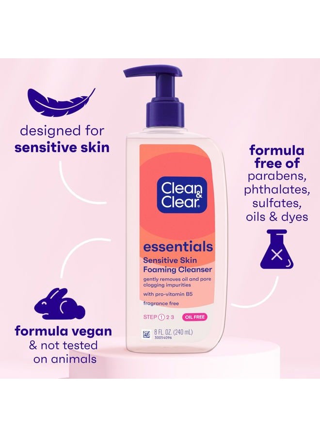 Clean & Clear منظف وجه رغوي أساسي، غسول وجه يومي خالي من الزيت مع الجلسرين لإزالة الأوساخ والزيوت والمكياج المسببة لظهور حب الشباب دون جفاف مفرط، 8 أونصات سائلة (قد يختلف التعبئة) - Image 4