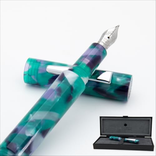 Monteverde MVP Fountain Pen Green Abstracts - Extra Fine Nib - Compact & Versatile Mini Pocket Pen - JoWo German-Made Nib - Cartridge & Eyedropper Fill - Image 1