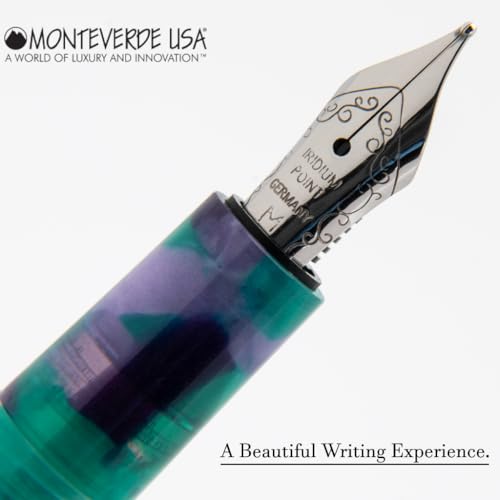 Monteverde MVP Fountain Pen Green Abstracts - Extra Fine Nib - Compact & Versatile Mini Pocket Pen - JoWo German-Made Nib - Cartridge & Eyedropper Fill - Image 3