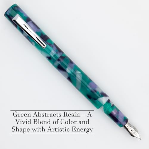 Monteverde MVP Fountain Pen Green Abstracts - Extra Fine Nib - Compact & Versatile Mini Pocket Pen - JoWo German-Made Nib - Cartridge & Eyedropper Fill - Image 2
