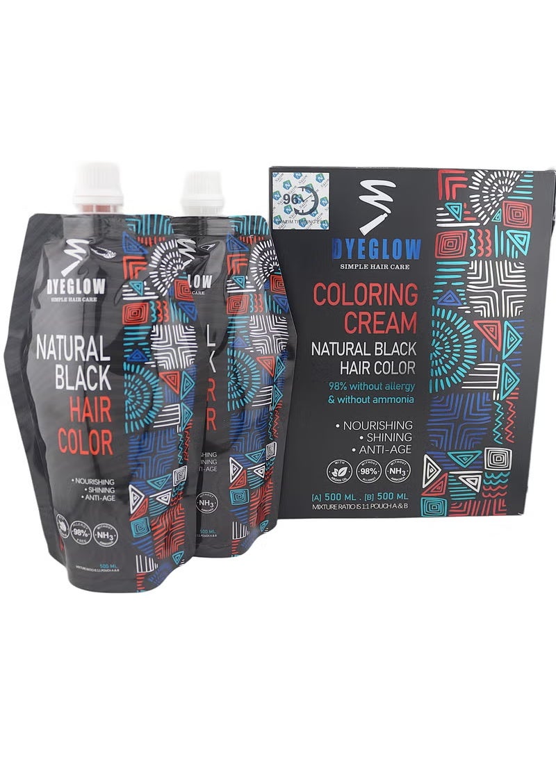 دايجلو صبغة شعر داي جلو الطبيعية باللون الأسود، كريم تلوين، مغذي، لامع، مضاد للشيخوخة، خالٍ من الأمونيا، 98% خالٍ من مسببات الحساسية، 500 × 2 مل - Image 2