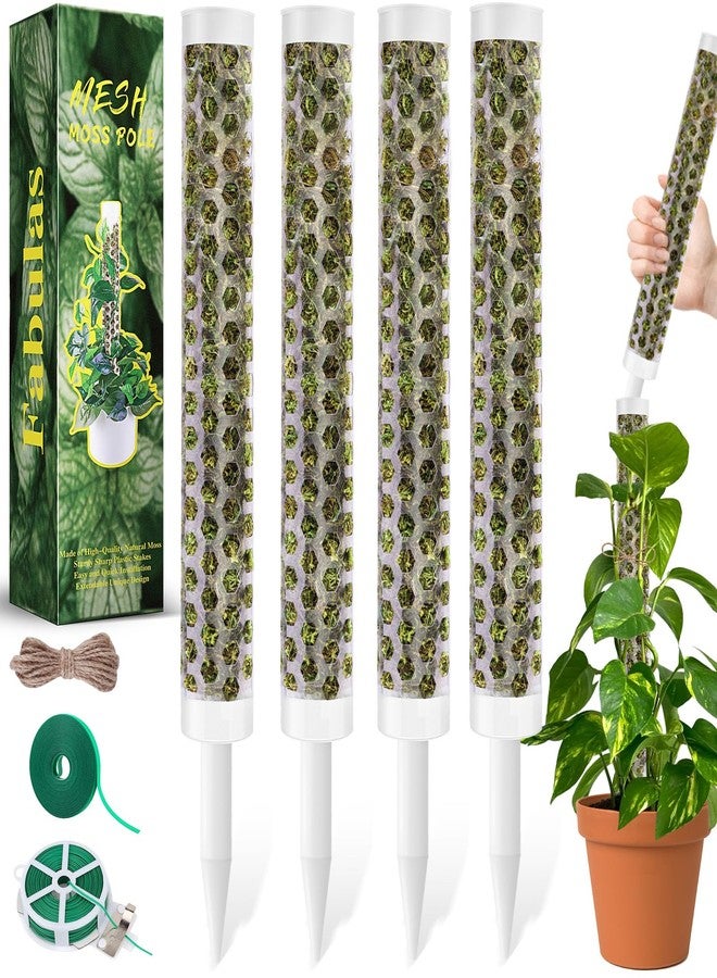 Fabulas 55 Inch Moss Pole Monstera Plant Support, 4 Pack 17 Inch Plant Support Stakes for Indoor Climbing Plants, Stackable Sphagnum Moss Pole Sticks for Garden Potted Planter, Pothos, Philodendron - Image 1