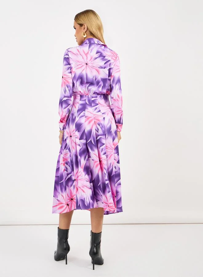 Styli Floral Print Midi Dress