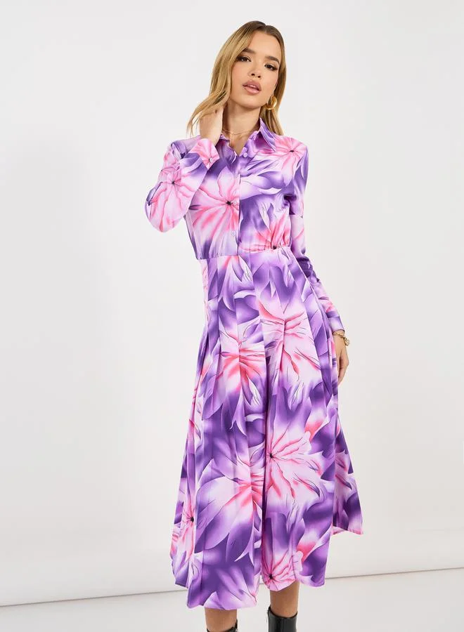 Styli Floral Print Midi Dress