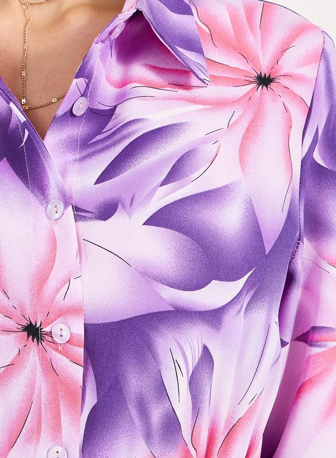 Styli Floral Print Midi Dress
