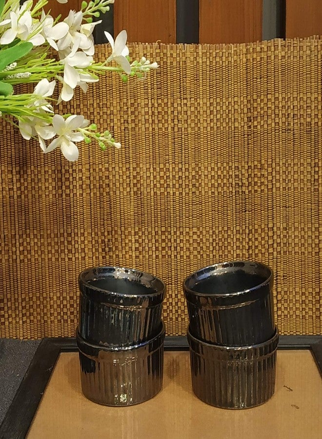Caffeine Ceramic handmade Black Metallic Ramekins (Set of 4) - Image 1