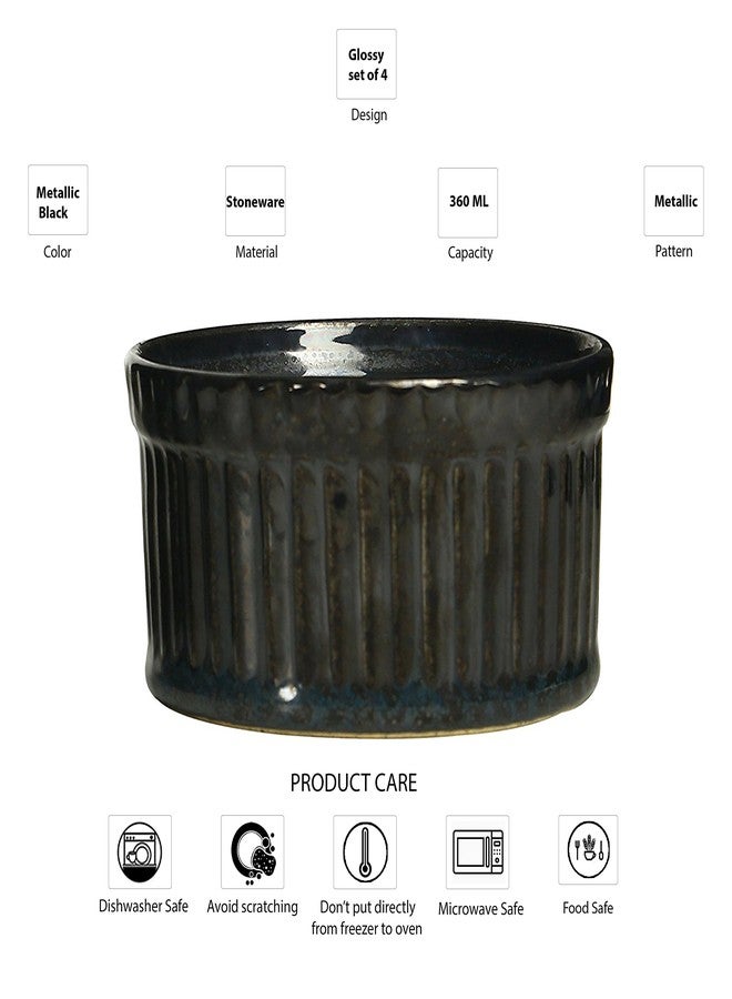 Caffeine Ceramic handmade Black Metallic Ramekins (Set of 4) - Image 5