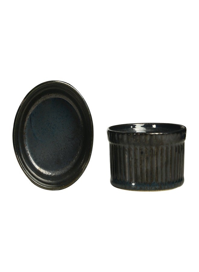 Caffeine Ceramic handmade Black Metallic Ramekins (Set of 4) - Image 2