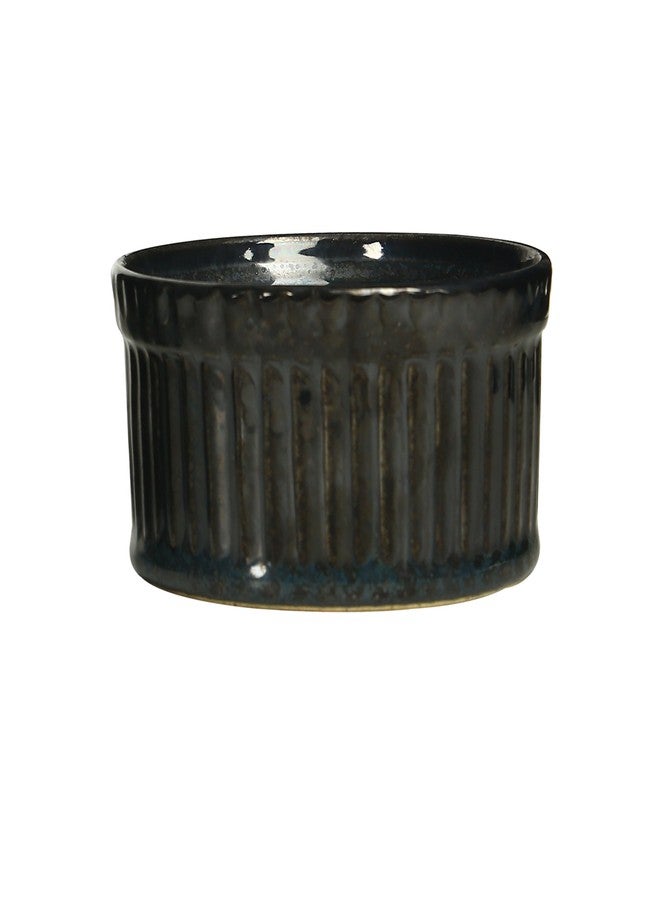 Caffeine Ceramic handmade Black Metallic Ramekins (Set of 4) - Image 3
