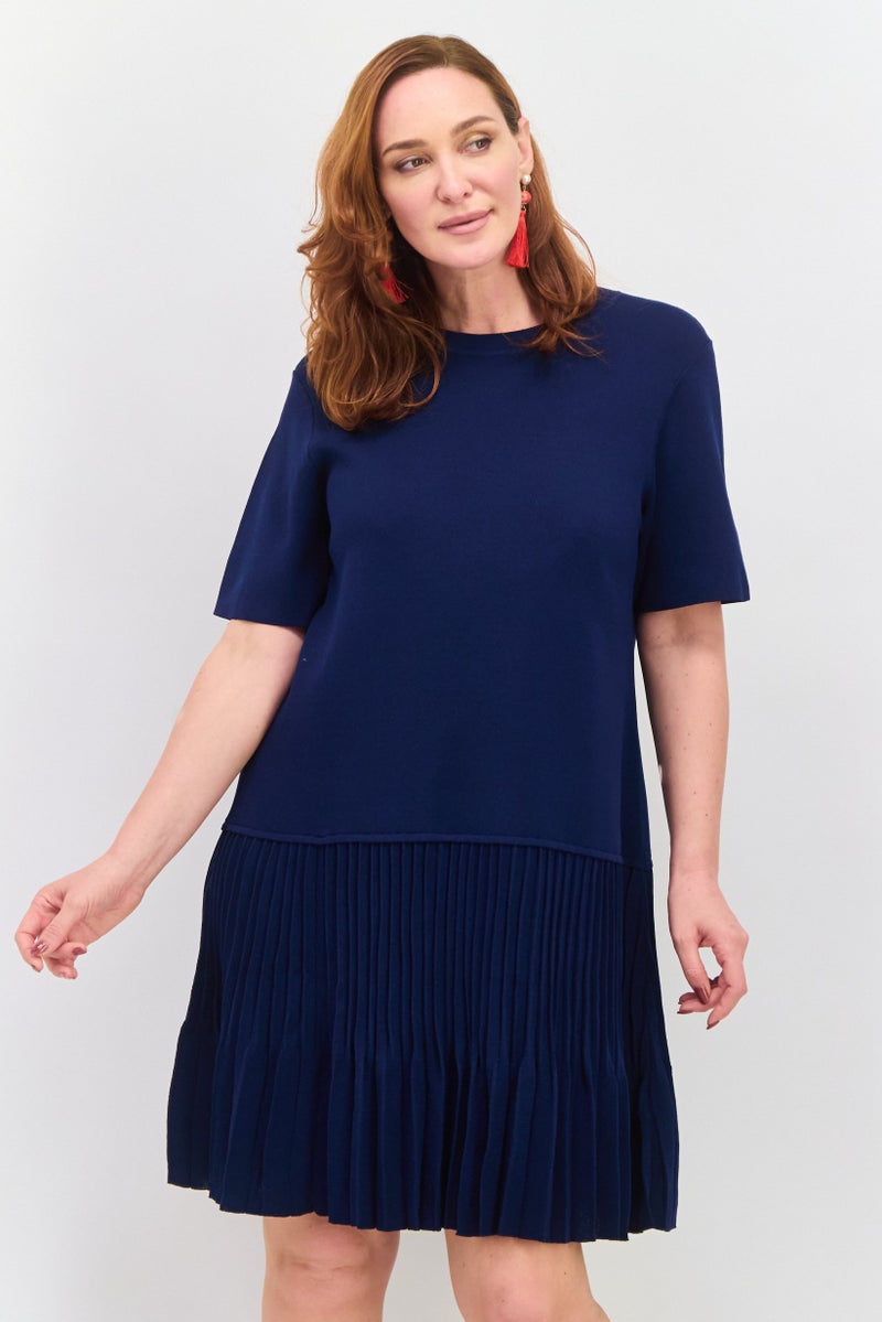 ESPRIT Women Textured Mini Dress, Navy - Image 1