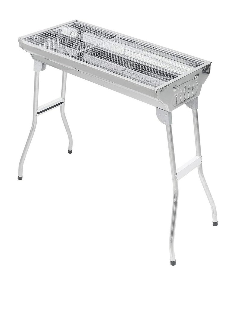 BBQ Portable Folding Stainless Steel Charcoal BBQ Grill Outdoor Barbecue Smoker Camping Backyard Cooking, 73x34x70cm - Image 2