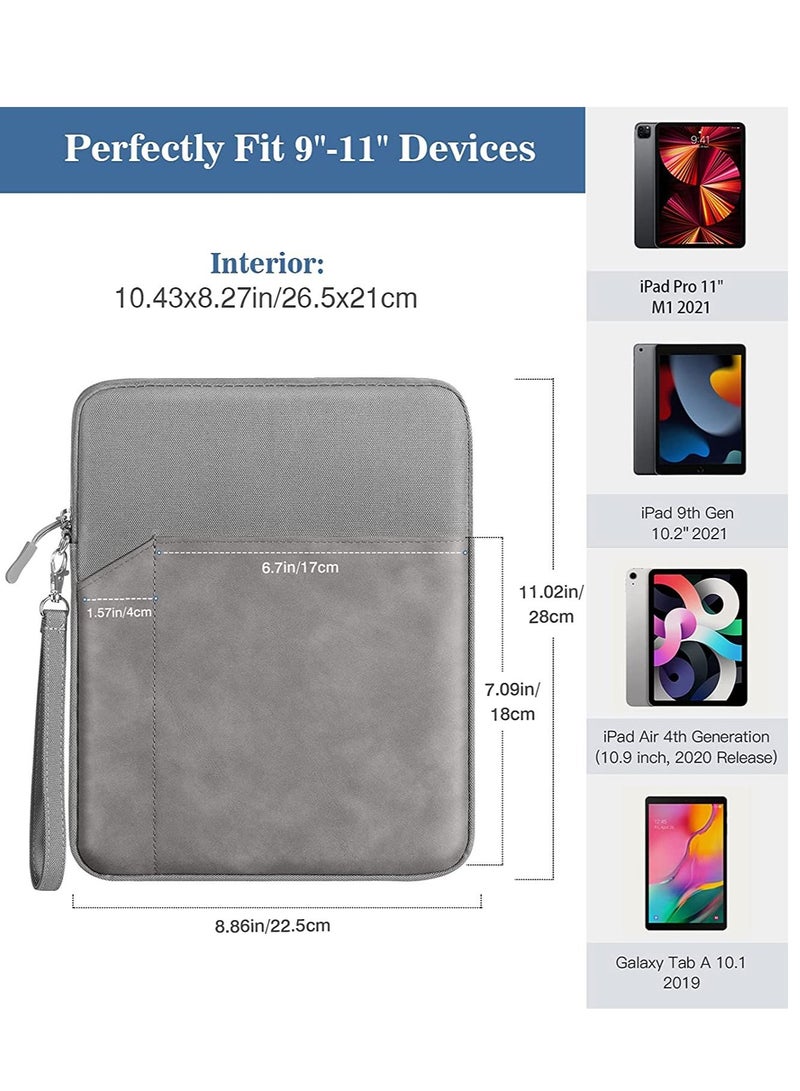 Ipad 10.9 Inch 11 Inch Tablet Sleeve Case Double Pocket Stitching Case Fits iPad air 5 10.9 inch 2022 iPad Pro 11 2021 iPad 9 /8 /7th Gen 10.2 Air 4 10.9 Grey - Image 2