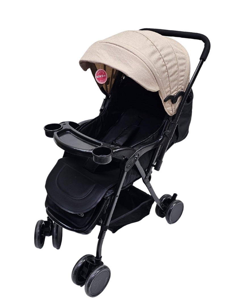 اس ام ار كيدز عربة أطفال قابلة للطي، مظلة قابلة للتمديد، حزام أمان بخمس نقاط، مقعد قابل للتعديل، صينية أمامية مع حاملي أكواب - Image 2