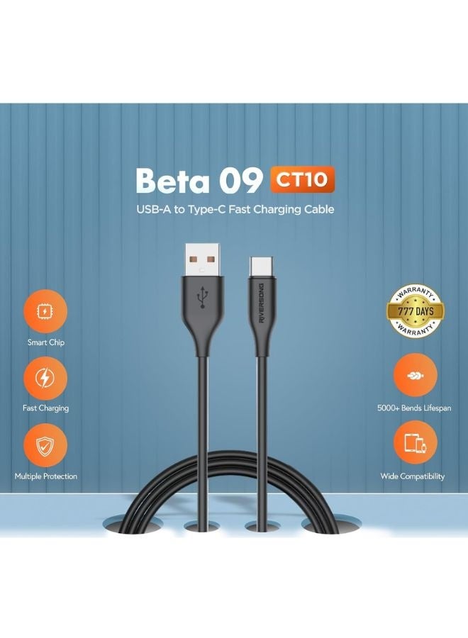 ريفرسونج USB-A إلى Type-C كابل بطول 1 متر، شحن سريع حتى 3 أمبير، نقل بيانات بسرعة 480 ميجابت في الثانية، كابل شحن ونقل بيانات PVC مقاوم للتشابك، مناسب للهواتف المحمولة، لون أسود - Image 2