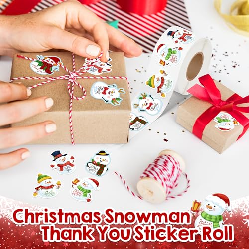 Kirako 500 Pcs Christmas Snowman Thank You Stickers Roll Xmas Winter Holiday Adhesive Labels Tags for Supporting My Small Business Envelope Seals Shop Cards Handmade Crafts Party Favors Gift Packing Wrapping - Image 5