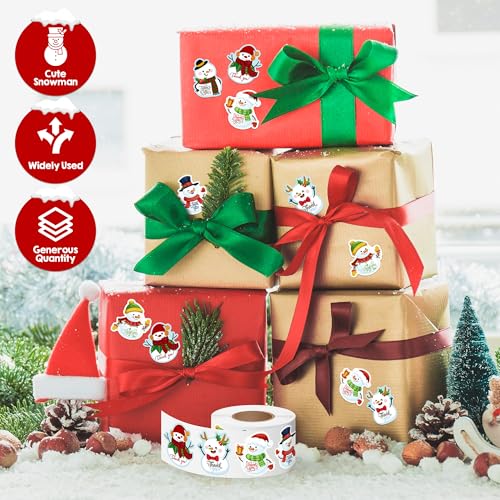 Kirako 500 Pcs Christmas Snowman Thank You Stickers Roll Xmas Winter Holiday Adhesive Labels Tags for Supporting My Small Business Envelope Seals Shop Cards Handmade Crafts Party Favors Gift Packing Wrapping - Image 4