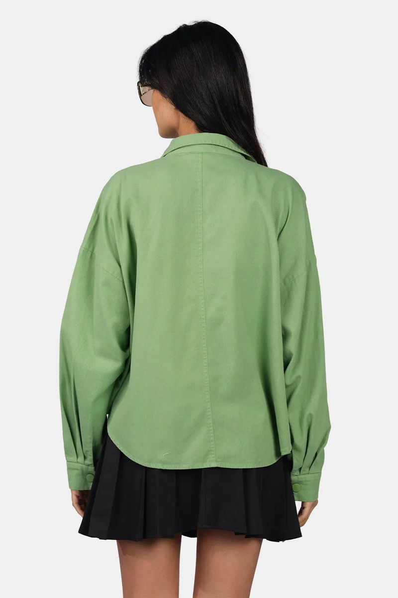 Virgio  Solid Cotton Relaxed Fit Wide Pocket Shirt for Women for Women | Best Price UAE