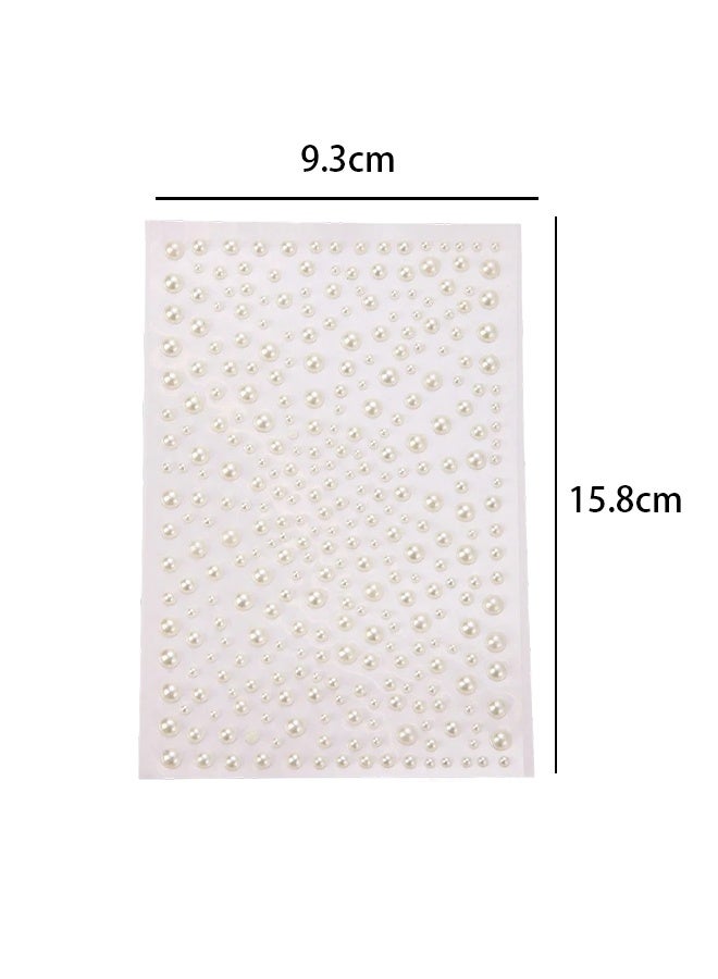 2 Sheets 3D Self-Adhesive White Pearl Rhinestone Stickers for Nails, Eye, Face and Hair - DIY Body Art Accessories, Festival Decorations for Daily Makeup & Weddings - Image 2