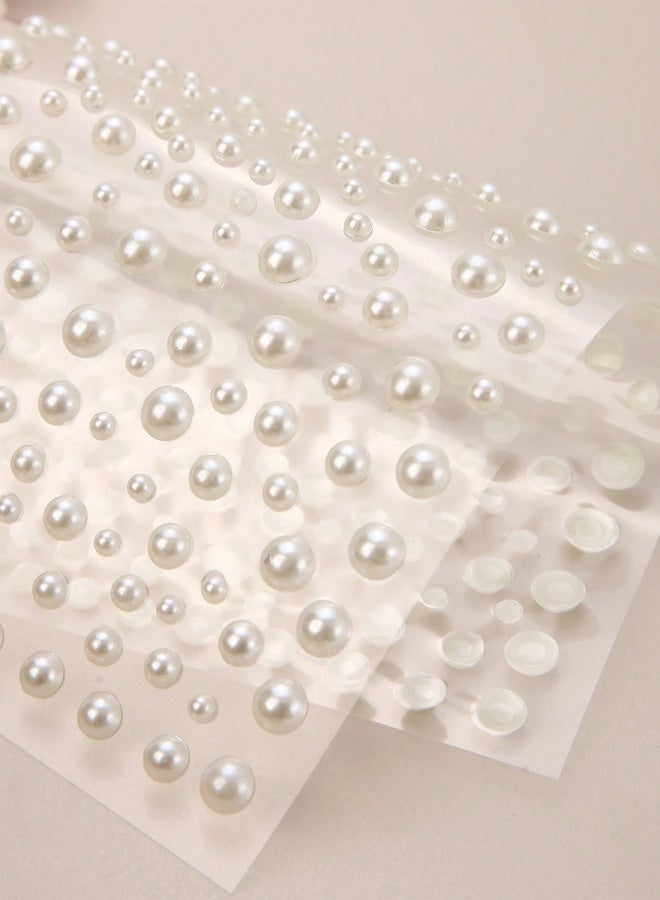 2 Sheets 3D Self-Adhesive White Pearl Rhinestone Stickers for Nails, Eye, Face and Hair - DIY Body Art Accessories, Festival Decorations for Daily Makeup & Weddings - Image 3