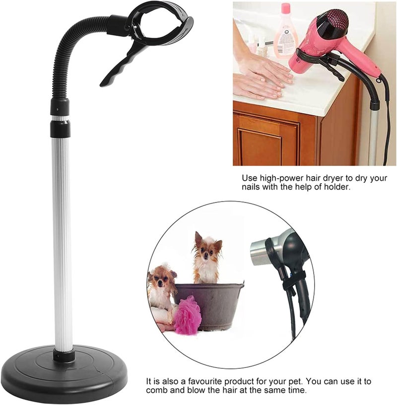 Blow Dryer Stand, Adjustable Hands-Free Stainless Steel Hair Dryer Holder with Movable Suction Holder - Image 5