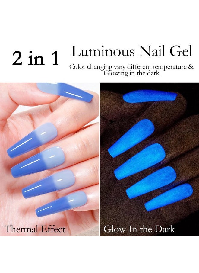 MSRUIOO Luminous Color Changing Gel Nail Polish Set, Glow in the Dark Mood Temperature Color Change Gel Nail Polish Pink Blue Red Orange Soak Off Gel Polish for Nail Art Manicure DIY at Home  - Image 5