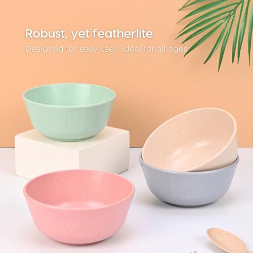 Eha Earth-Friendly Set of 4 Small Curry Bowls for Kitchen | 250 ml | Made with Bamboo Fibers & Rice Husk| Microwave Safe Bowl Set | for Hot & Cold Serving Bowls | Sand Castle - Image 5