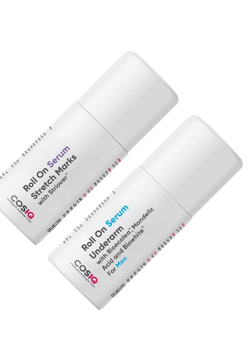 CosIQ COS-IQ Roll-On Serum Combo Pack - Stretch Marks Removal Roll-On and Roll-On Underarm Serum for Men (40ml x Pack of 2) - Image 3
