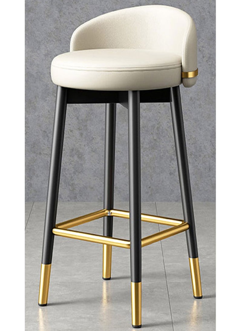 DubaiGallery Flannel Bar Stools Round Seat, Modern Casual High Barstool Chairs with Back Footrest, Counter Cafe Kitchen Breakfast Pub 
