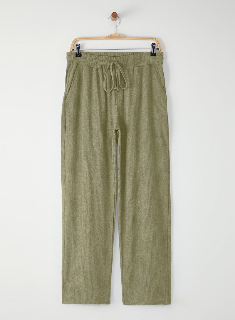 trendyol Mint Straight Cut Textured Open Leg Sweatpants - Image 4
