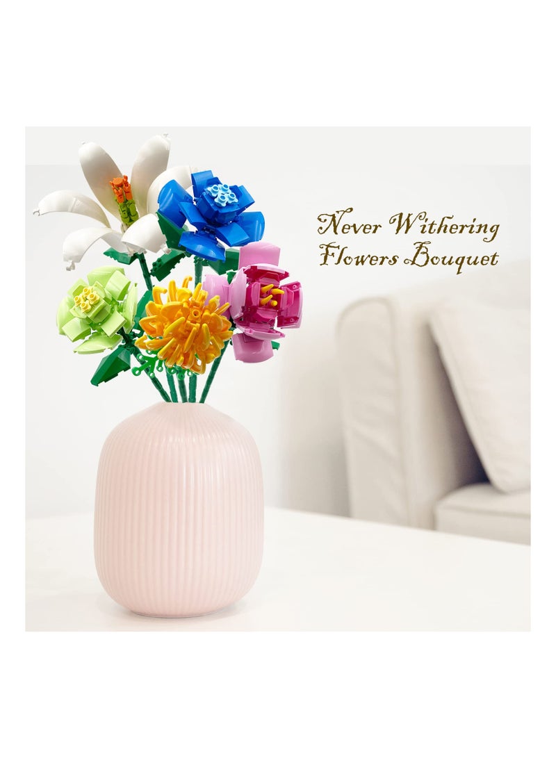 Excefore Flower Building Kit for Adults, Flower Bouquet Building Block Set, Artificial Flowers Building Toy Set for Gifts/ Home Decor, Botanical Collection Not Compatible with Lego - Image 2