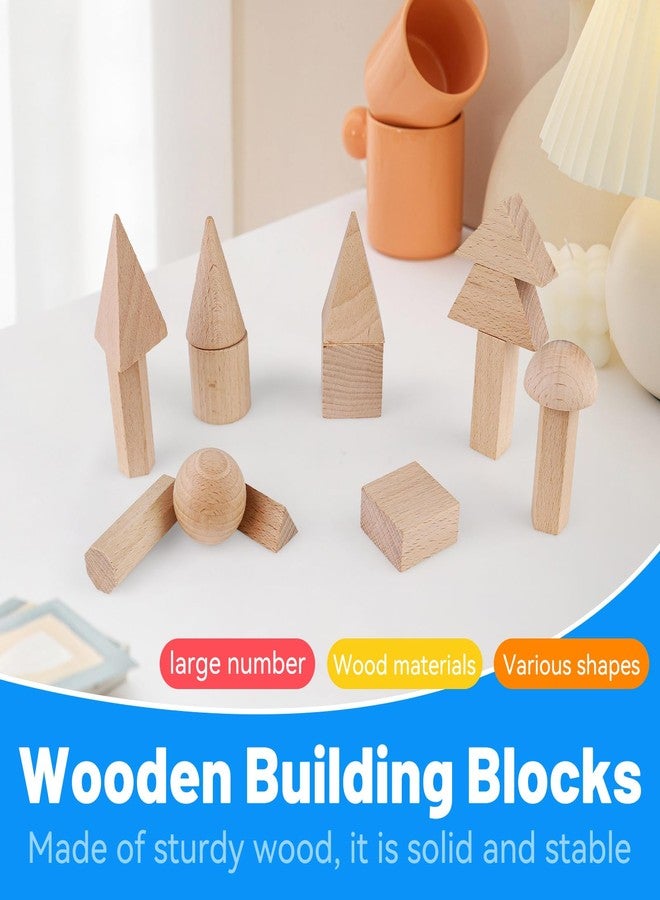 Quxddy 15 Pcs Wooden Math Geometry Models - 3D Shapes Set for Teachers Supplies, Geometry Learning and Classroom Demonstration Tools (Wood Color) - Image 5