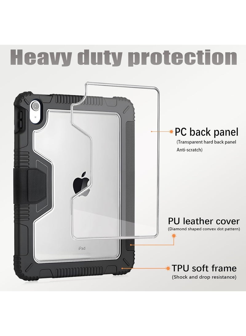 Rock Pow for iPad (A16) 11th Generation 11-inch 2025 Case/iPad10th 10.9 Inch 2022 Case，Heavy Duty Shockproof Rugged Cover，Support Auto Sleep/Wake,(Black) - Image 4
