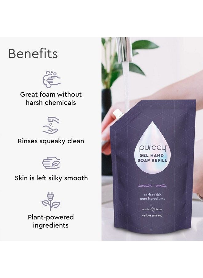 puracy Organic Hand Soap For The Professional Hand Washers We’Ve All Become Moisturizing Natural Gel Hand Wash Soap Liquid Hand Soap Refills For Soft Skin (Refill Lavender & Vanilla 48 Ounce) - Image 4