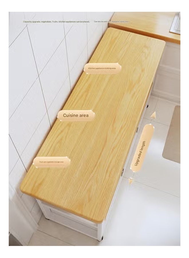 كيكي رف مطبخ متعدد الوظائف، سلة خضراوات، طاولة تقطيع خضراوات، منظم أواني الميكروويف، خزانة جانبية 80*40*80 سم - Image 5