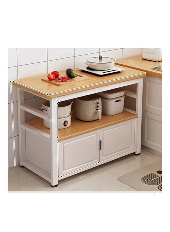 كيكي رف مطبخ متعدد الوظائف، سلة خضراوات، طاولة تقطيع خضراوات، منظم أواني الميكروويف، خزانة جانبية 80*40*80 سم - Image 1