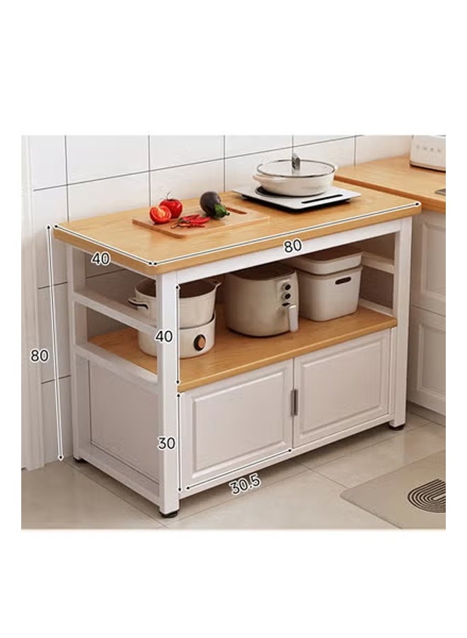 كيكي رف مطبخ متعدد الوظائف، سلة خضراوات، طاولة تقطيع خضراوات، منظم أواني الميكروويف، خزانة جانبية 80*40*80 سم - Image 2