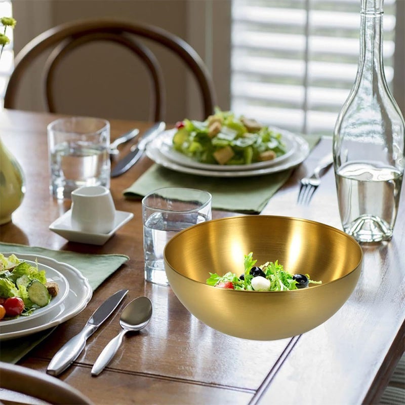 Stainless Steel Mixing Bowl 20cm Gold Salad Serving Bowl for Korean Bbq - Image 4
