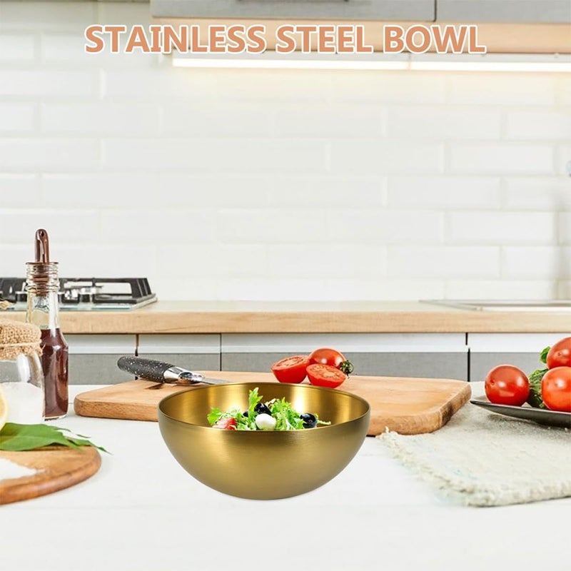 Stainless Steel Mixing Bowl 20cm Gold Salad Serving Bowl for Korean Bbq - Image 3