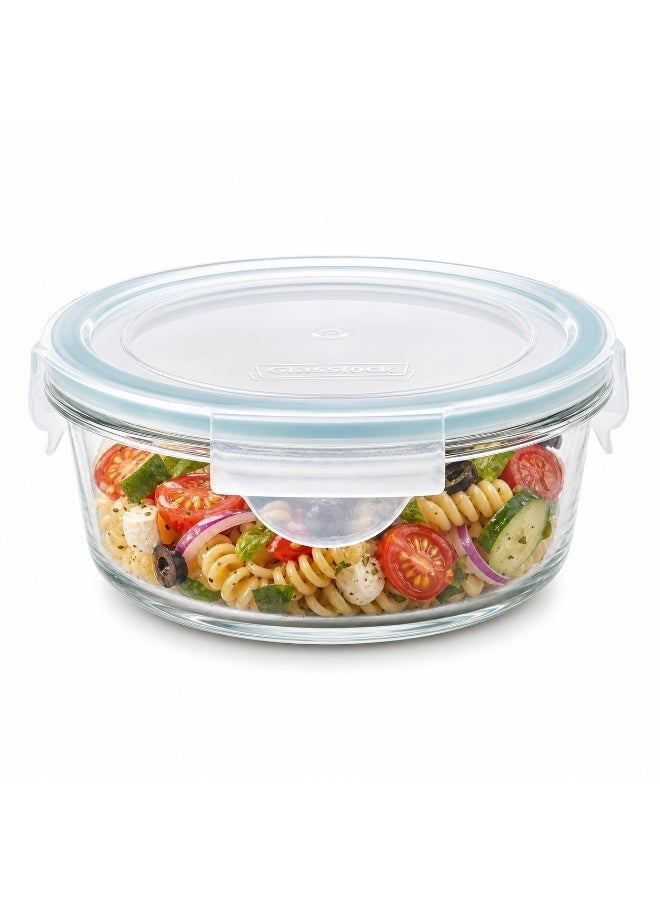 Glasslock MCCB-040 Glass Container 400ml/405ml Round Food Storage Container with Clip On Lid - Image 1