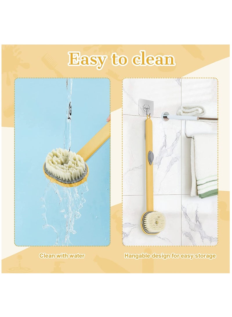 إسكدنيا Long Handle Bath Brush with Soap Dispenser, Exfoliating Back Brush for Shower, Convenient Storage, Ideal for Deep Cleaning and Massaging Hard-to-Reach Areas. - Image 4