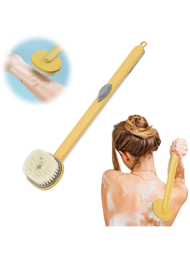 إسكدنيا Long Handle Bath Brush with Soap Dispenser, Exfoliating Back Brush for Shower, Convenient Storage, Ideal for Deep Cleaning and Massaging Hard-to-Reach Areas. - Image 1