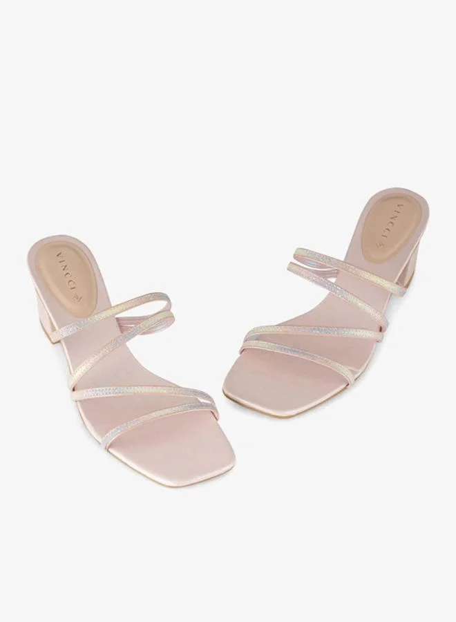 Vincci Pink Women Multi Strap Mid Heel Sandals for Women | Best Price UAE