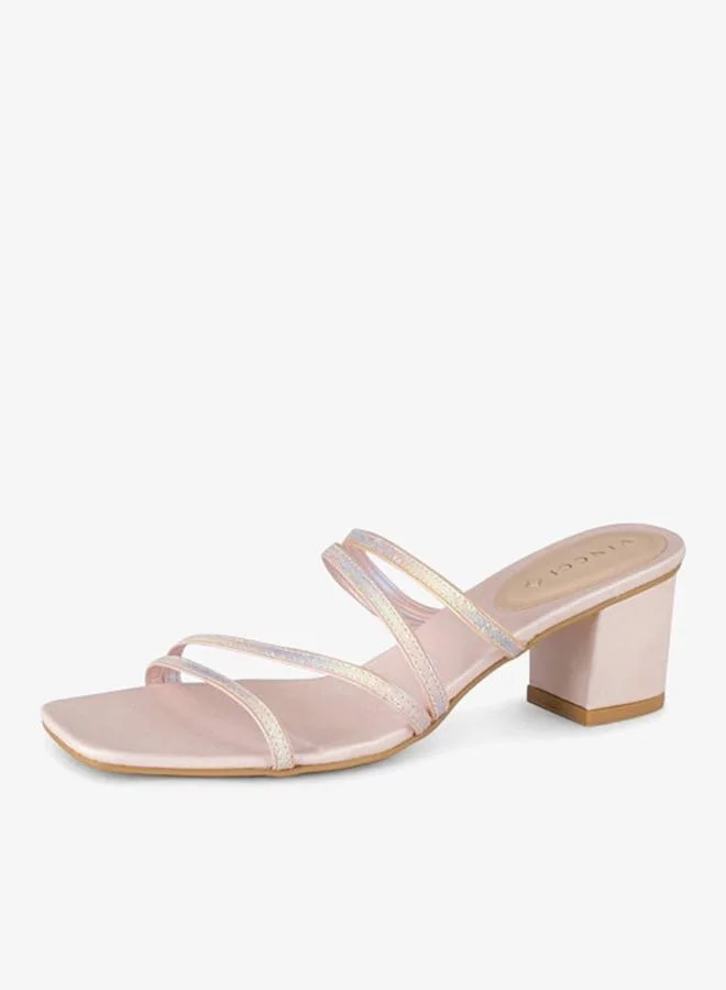 Vincci Pink Women Multi Strap Mid Heel Sandals for Women | Best Price UAE