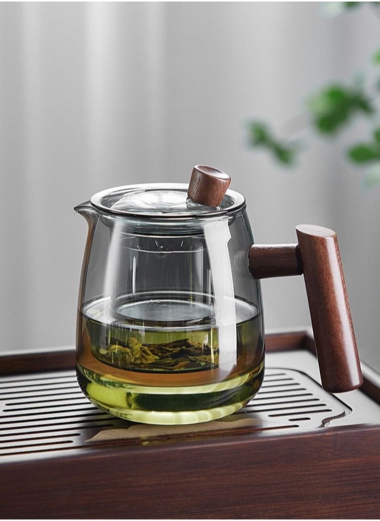 MIXDE - Glass Teapot Wood Handle Chinese Tea Ceremony Transparent Teaware Set Cup Filter High Boron Silicon Japanese Pot with 4 Cups - Image 1