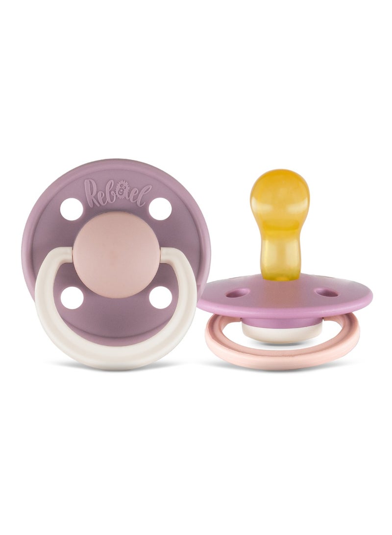 Rebael Fashion Natural Rubber Round Pacifier Size 1 - Baby 0-6M (2-pack) - TornadoPearlyRhino/MistyPearlyPoodle - Image 2
