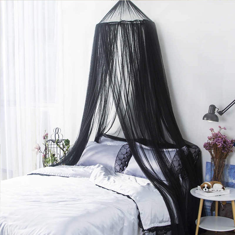 AIFUSI AIFUSI Mosquito Net for Bed King Size Bed Canopy Hanging Curtain Netting Princess Round Hoop Sheer Bed Canopy for All Kids Baby Cribs and Adult Beds Fit Twin Full Queen  Black 