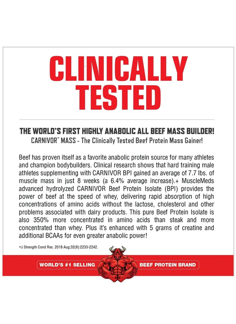 MUSCLEMEDS Carnivor Mass Anabolic Beef Protein Gainer Strawberry Flavor 14 Servings.  - Image 3
