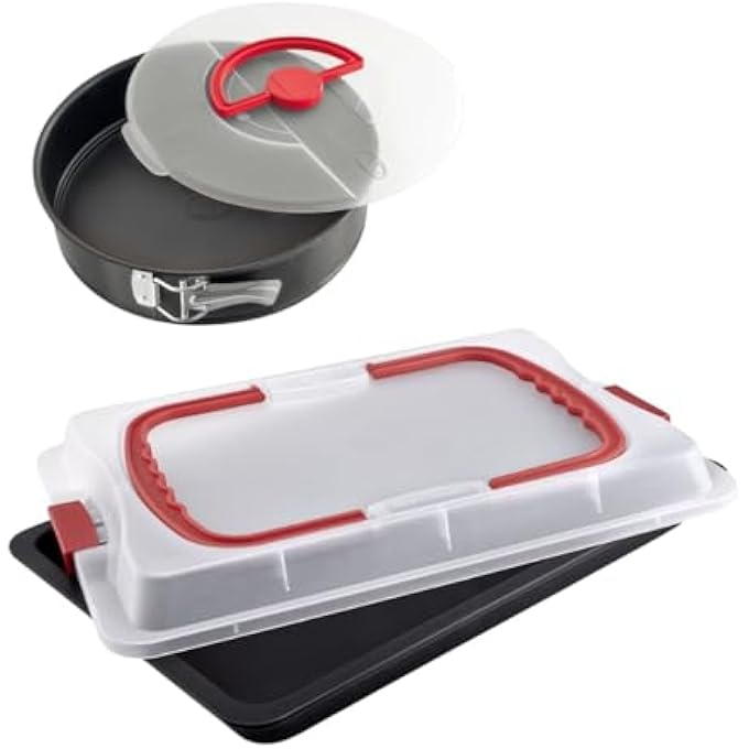 Dr.Oetker Dr Oetker 9922850 Baking Tray Set Of 2 Baking Trays With Lid Baking Tray Springform Cake Tin Baking Tray Steel 42 X 29 X 4 Cm And 26 X 7 Cm - Image 1