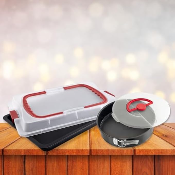 Dr.Oetker Dr Oetker 9922850 Baking Tray Set Of 2 Baking Trays With Lid Baking Tray Springform Cake Tin Baking Tray Steel 42 X 29 X 4 Cm And 26 X 7 Cm - Image 4